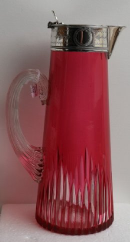 Victorian Cranberry Glass / Silver Plate Claret Jug